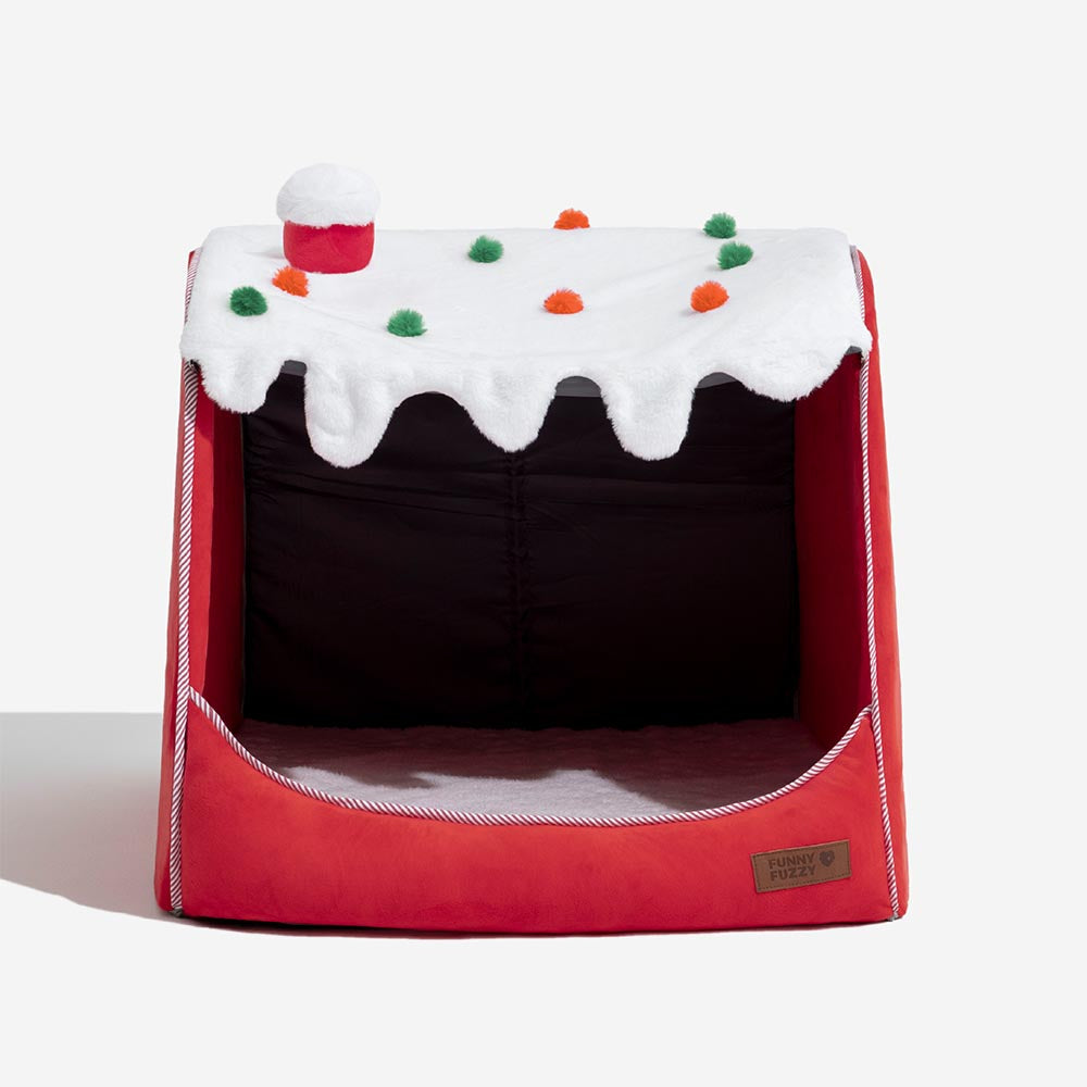 Festive Snow House Orthopaedic Dog Bed - Christmas Warmth