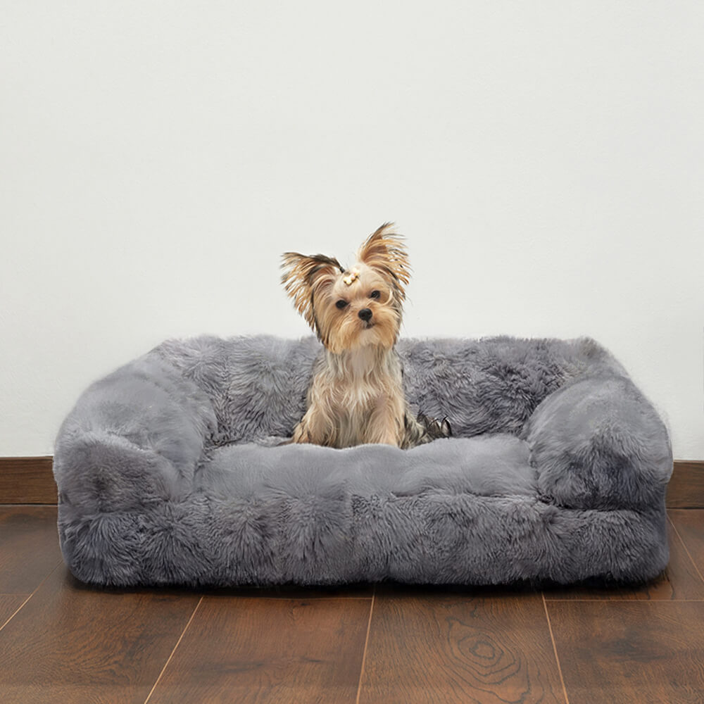 Fluffy Plush Thickened Cosy Pet Calming Bed Dog Cat Sofa Bed