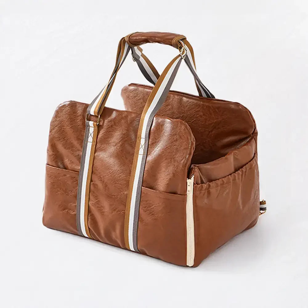 Deluxe Faux Leather Safety Center Console Pet Car Seat and Carrier 3-in-1