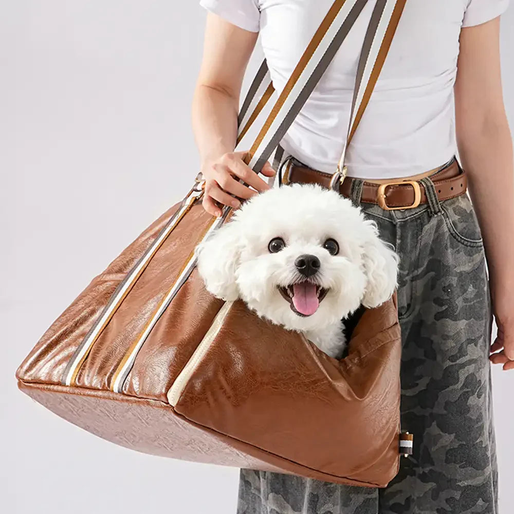 Deluxe Faux Leather Safety Center Console Pet Car Seat and Carrier 3-in-1