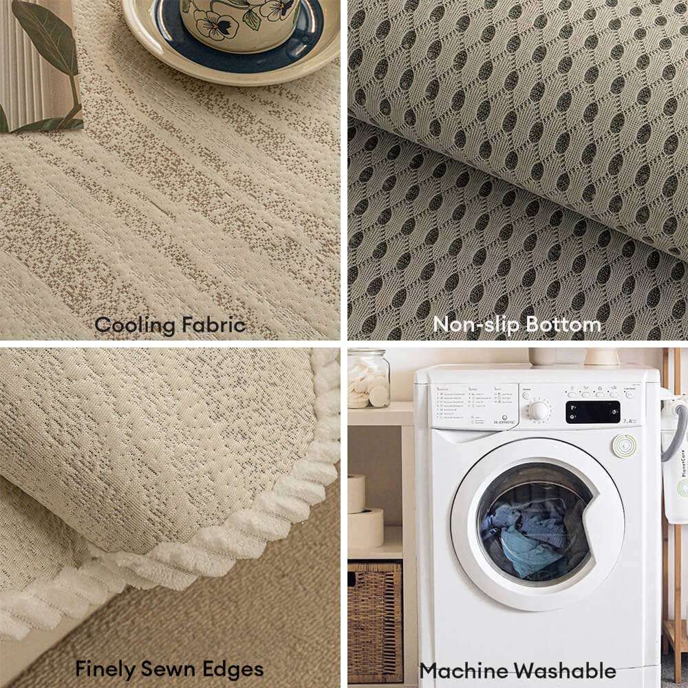 Cool Touch Ice Silk Minimalist Style with Braided Edge Sofa Cover