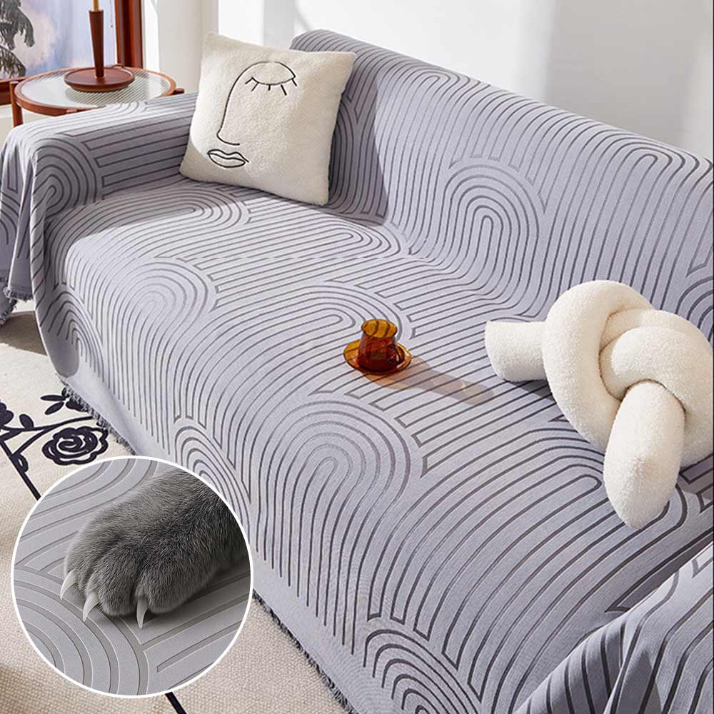 Minimalist Arch Motif Scratch-Resistant Chenille Throw Sofa Cover