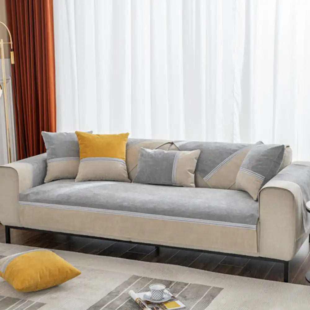 All Seasons Water-Resistant Colourblock Anti-Slip Sofa Cover for Pets and Kids