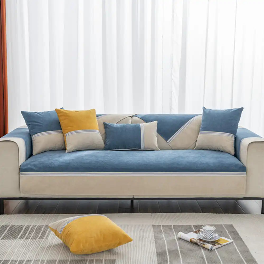 All Seasons Water-Resistant Colourblock Anti-Slip Sofa Cover for Pets and Kids