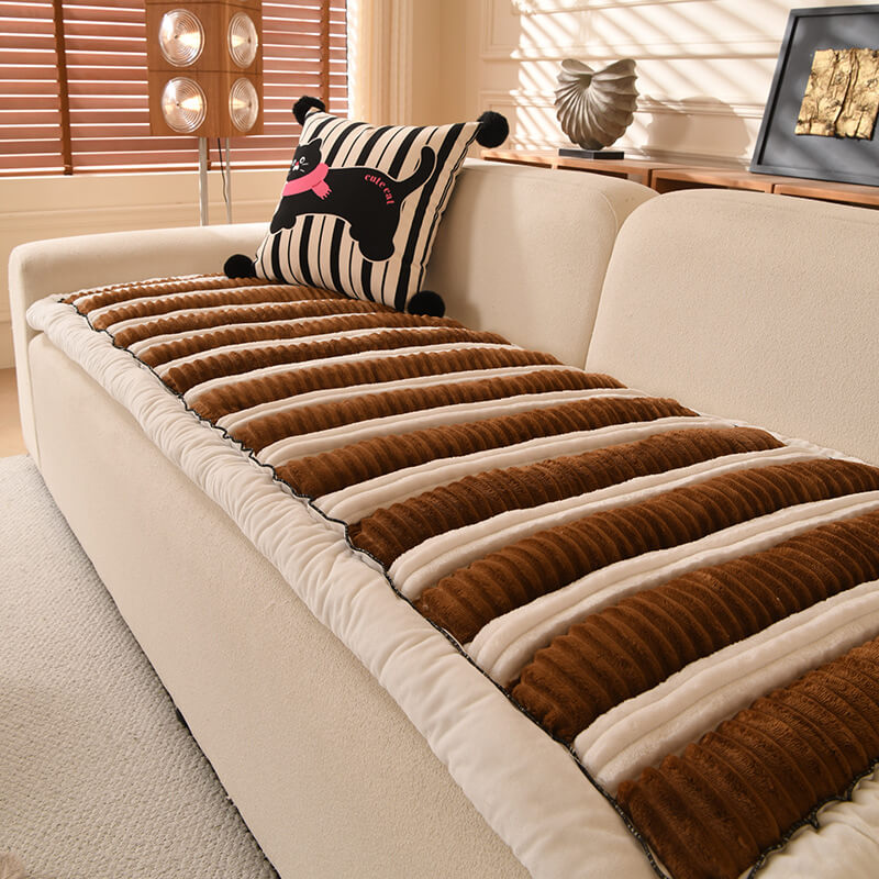 Comfort Plush Thickened Striped Non-Slip Sofa Cover