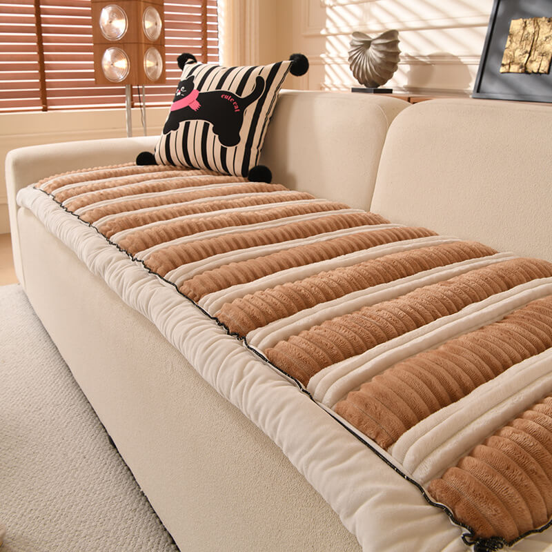 Comfort Plush Thickened Striped Non-Slip Sofa Cover
