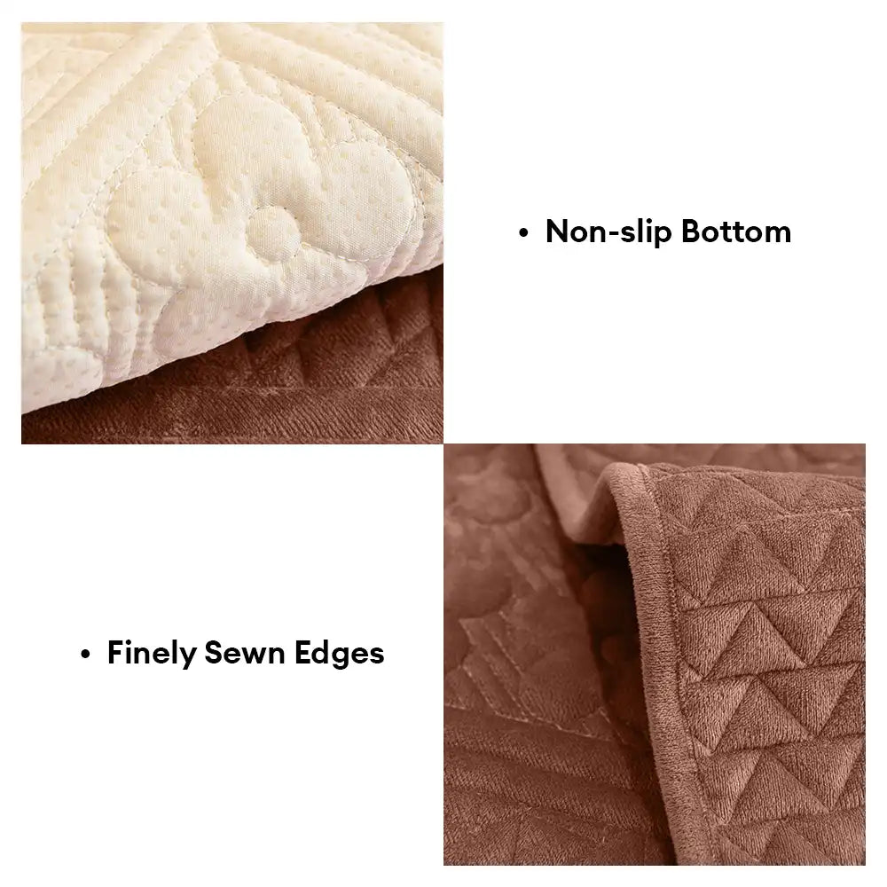 Embossed Geometric Pattern Soft Plush Quilted Non-Slip Sofa Cover