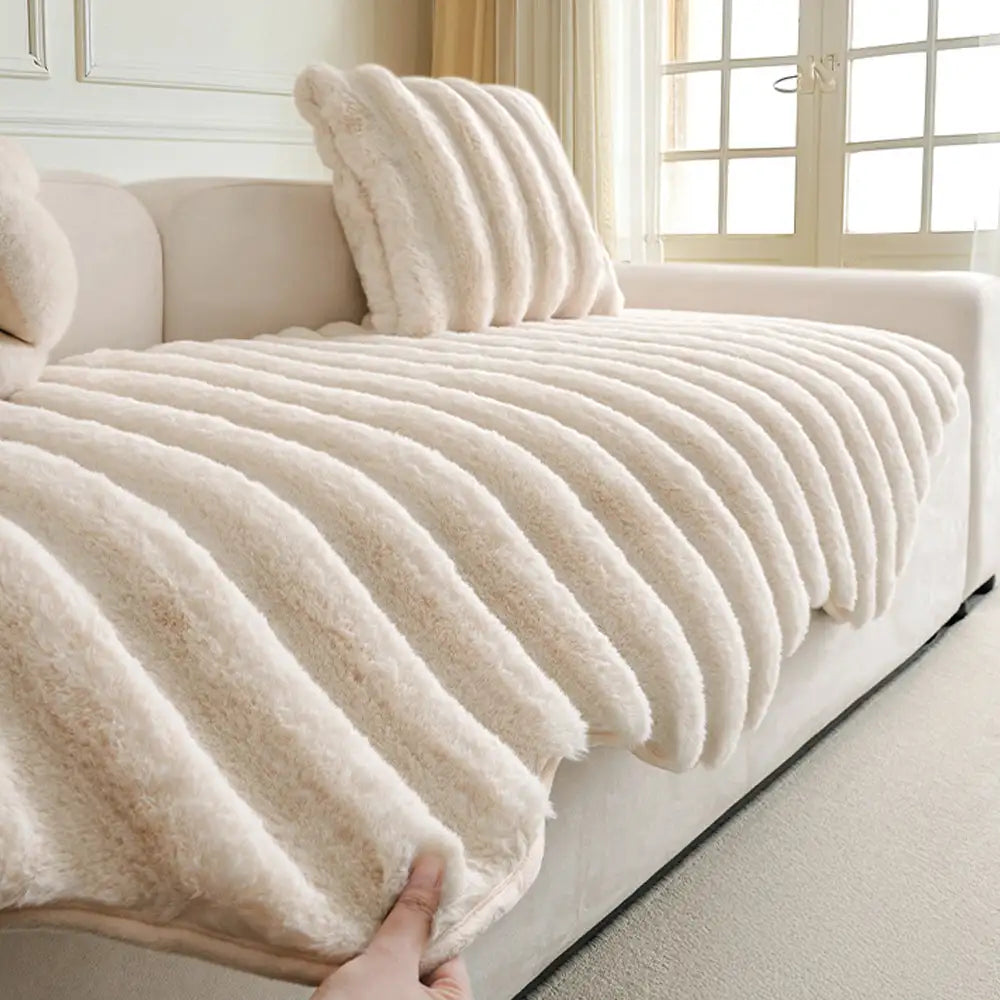 Fluffy Comfort Plush Furniture Protection Decorative Sofa Cover