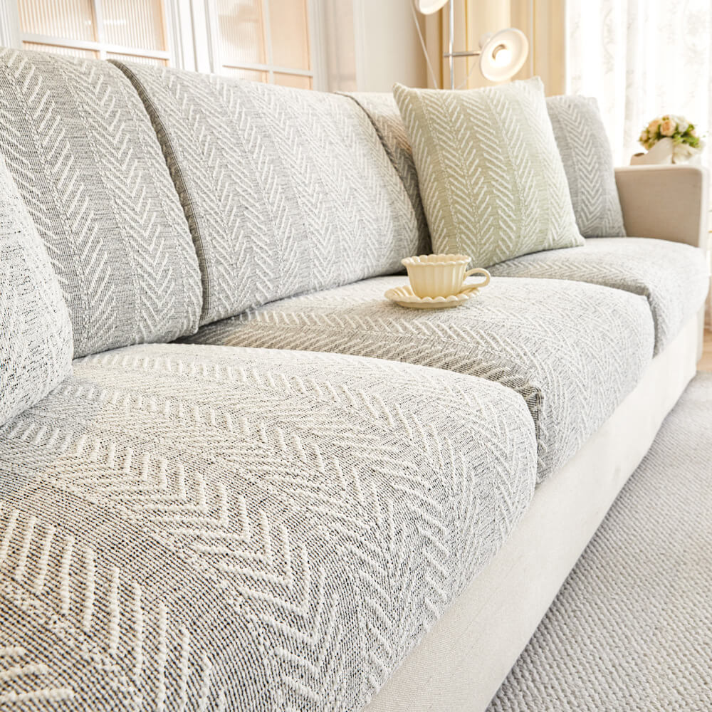 Herringbone Chenille Anti-Slip Magic Sofa Cover
