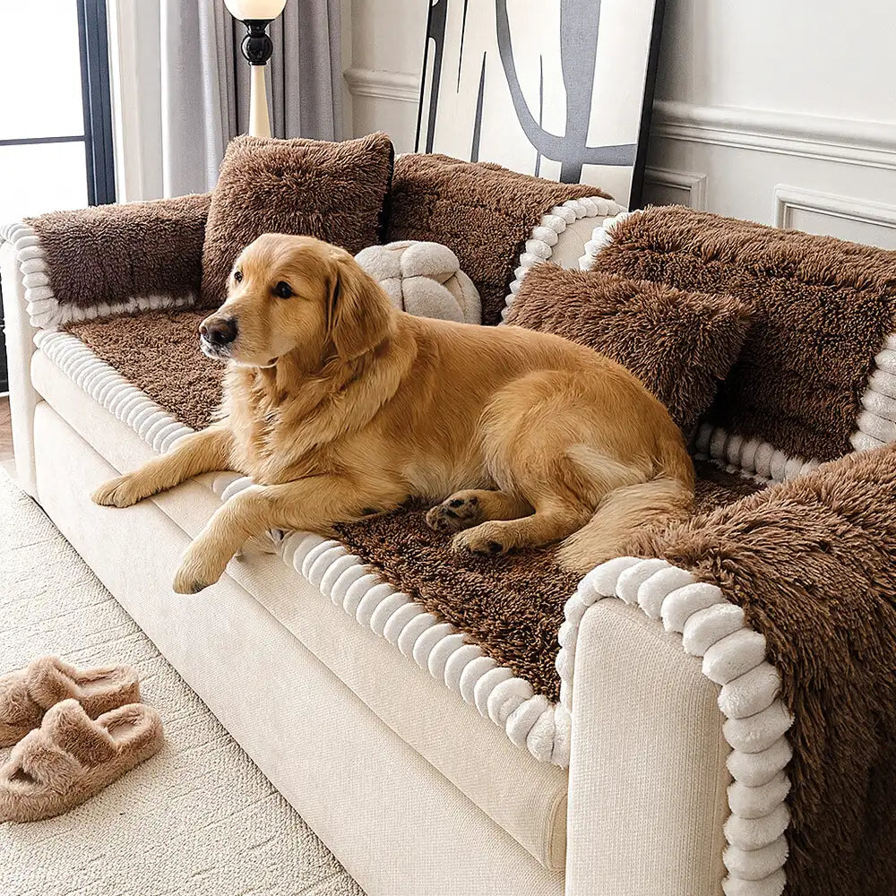 Luxury Fluffy Plush Thickened Comfortable Non-Slip Sofa Cover