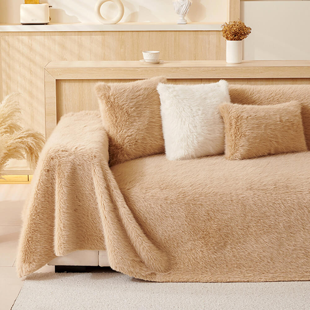 Luxury Skin-Friendly Long Faux Fur One-Piece Multi Functional Sofa Cover