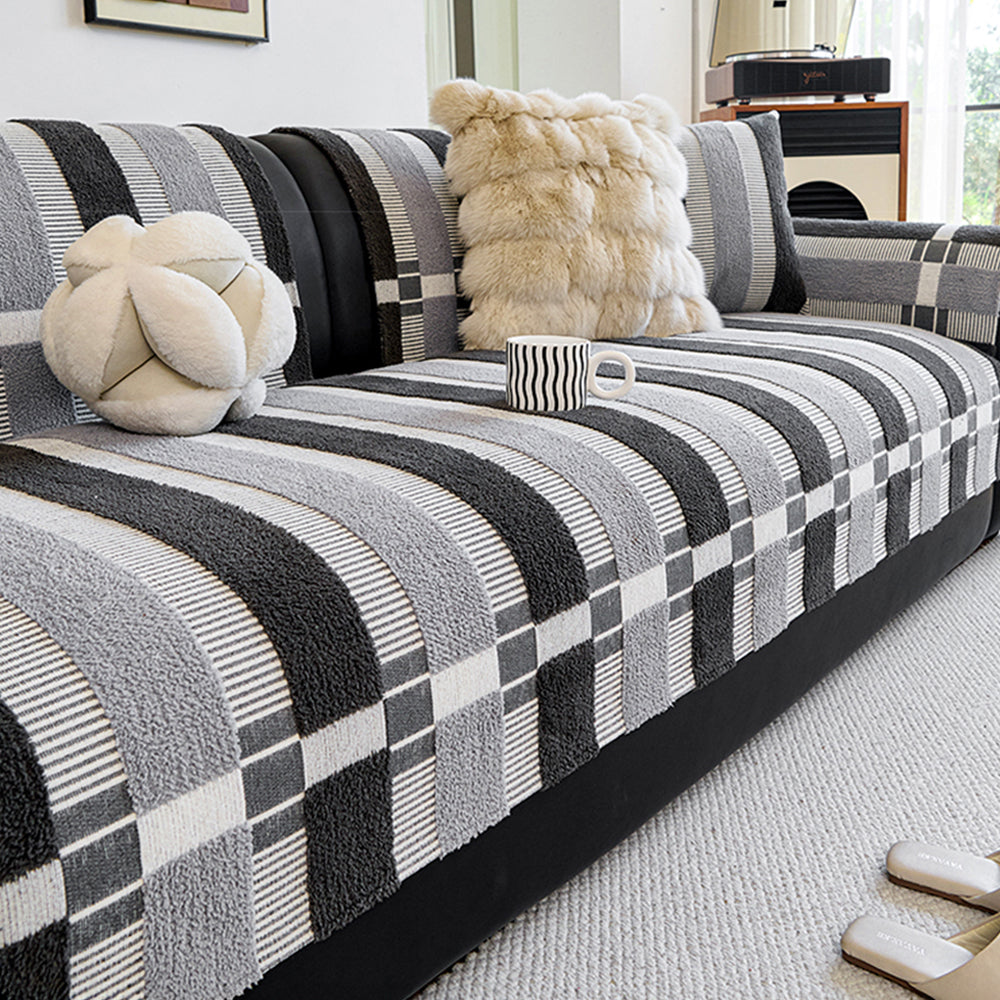 Mid-Century Modern Chenille Scratch-Resistant Furniture Protection Non-Slip Sofa Cover