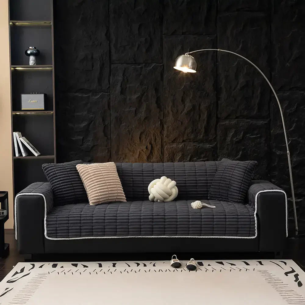 One-Piece Cosy Flannel Sofa Protection Non-Slip Sofa Cover