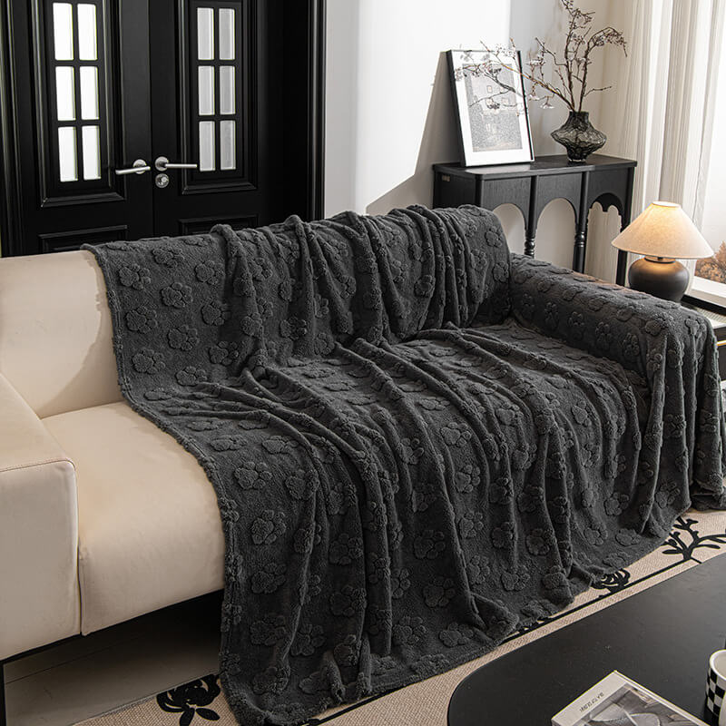 Plush Paw-Patterned Soft Furniture Protector Sofa Throw Cover