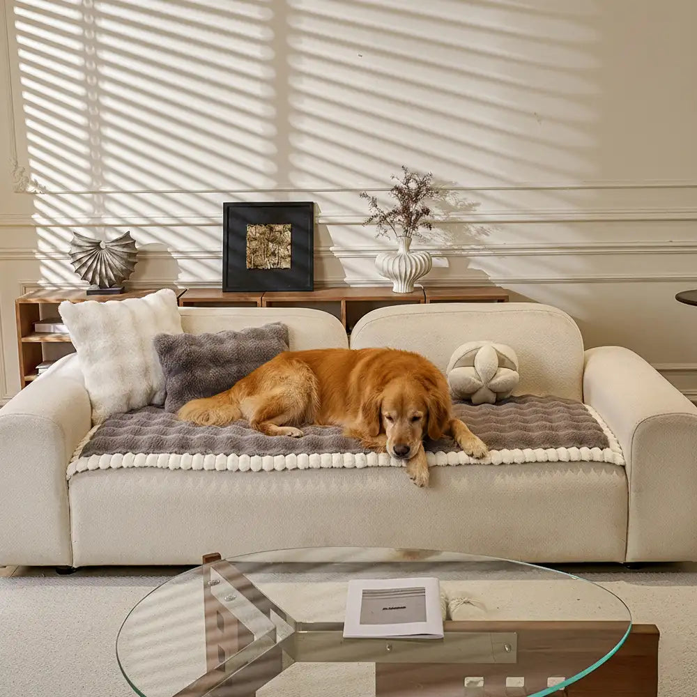 Soft Faux Rabbit Plush Thick Skin-Friendly Non-Slip Sofa Cover