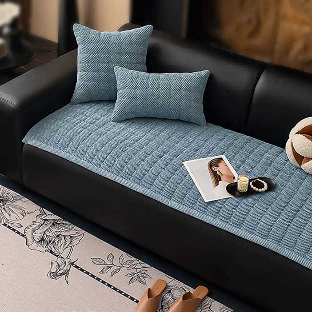 Square Corduroy Anti-Scratch Fabric Pet Friendly Non-Slip Sofa Cover