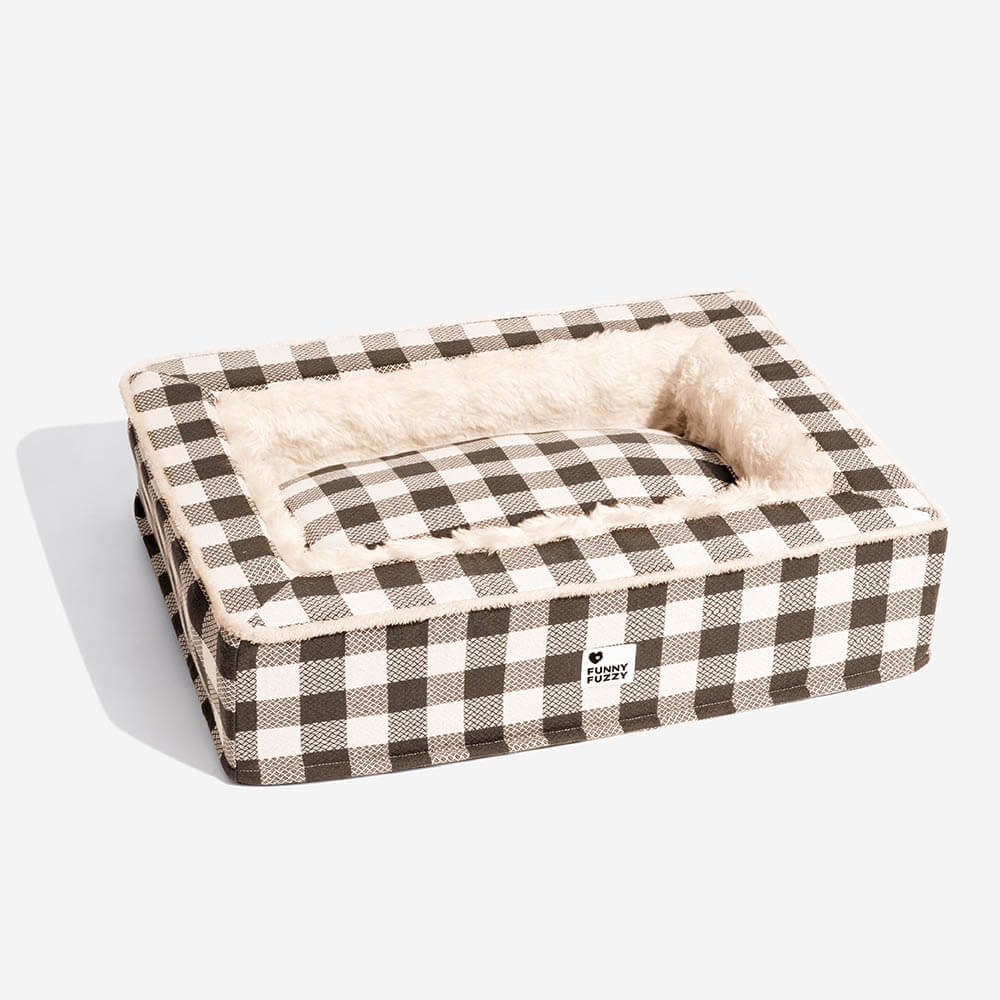 Festive Classic Tartan Cosy Anti-Anxiety Calming Dog Bed