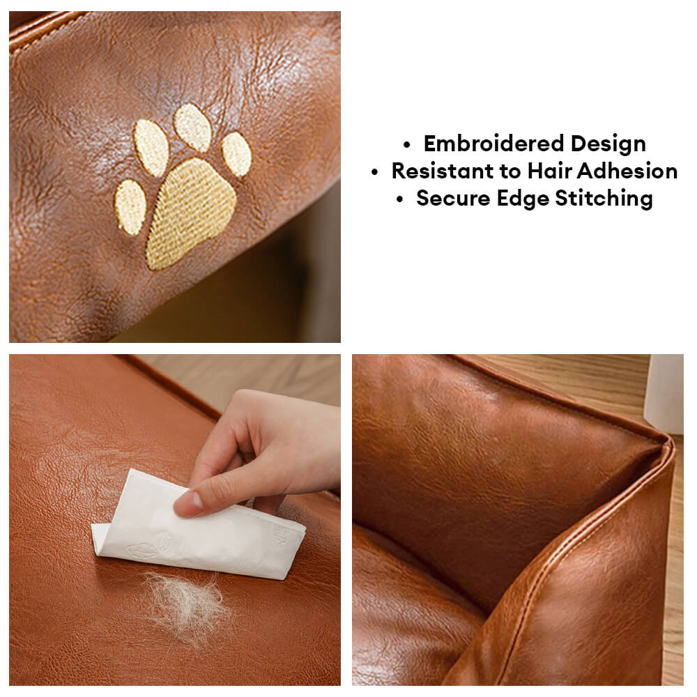 Luxury Faux Leather Waterproof Removable Dog Sofa Bed