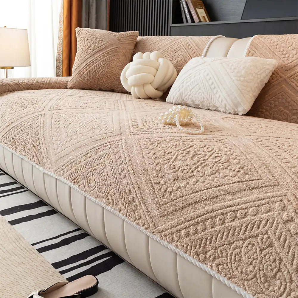 All Season Nordic Style Carved Plush Decorative Non-Slip Sofa Cover