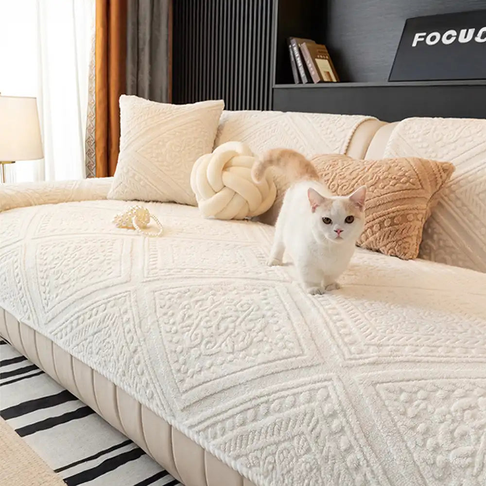 All Season Nordic Style Carved Plush Decorative Non-Slip Sofa Cover
