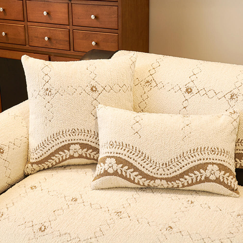 Wavy Pattern Anti-Scratch Plush Sofa Cover