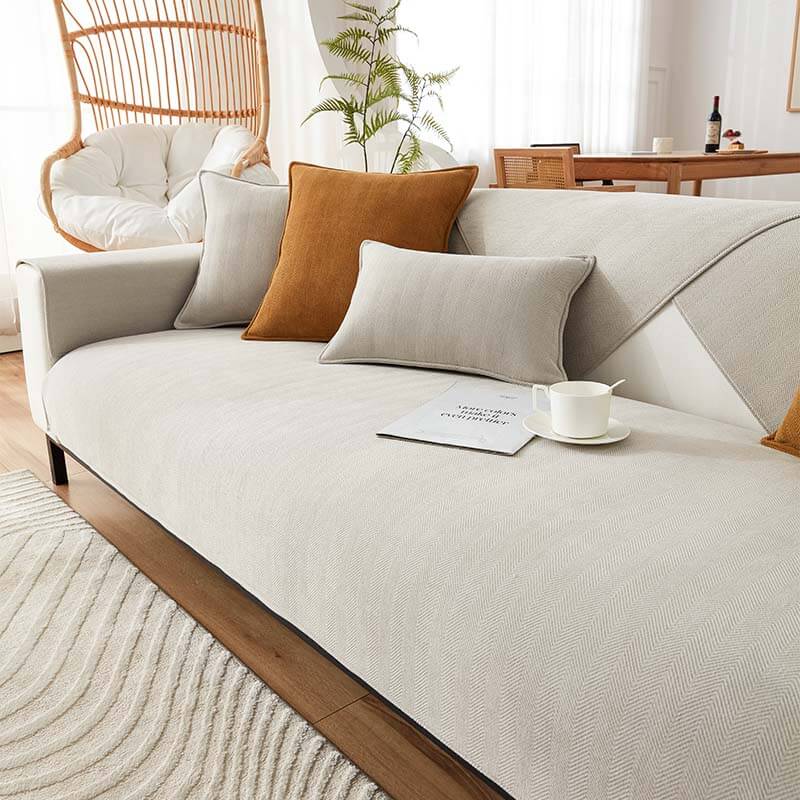 Nature Linen Handwoven Anti-scratch Sofa Cover