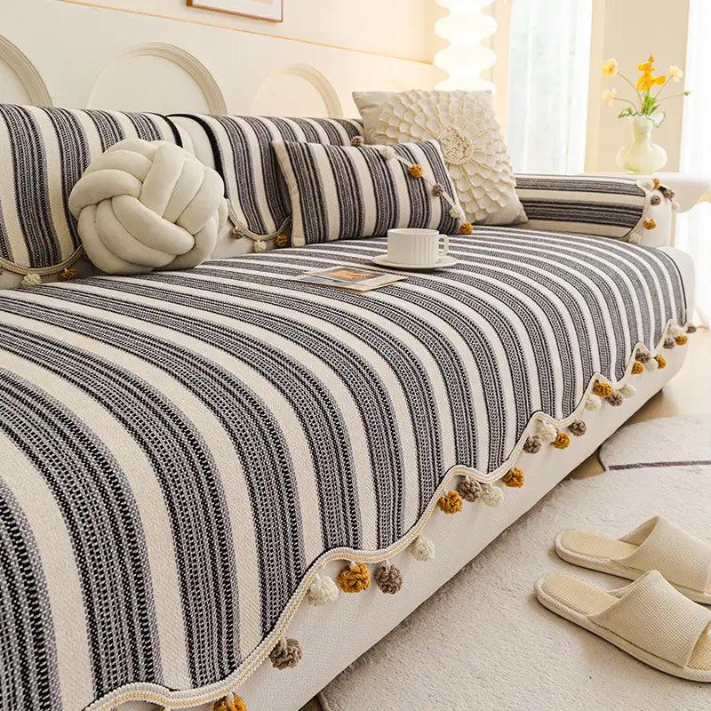 Irregular Contrast Colour Chenille Skin-Friendly Non-Slip Sofa Protective Sofa Cover