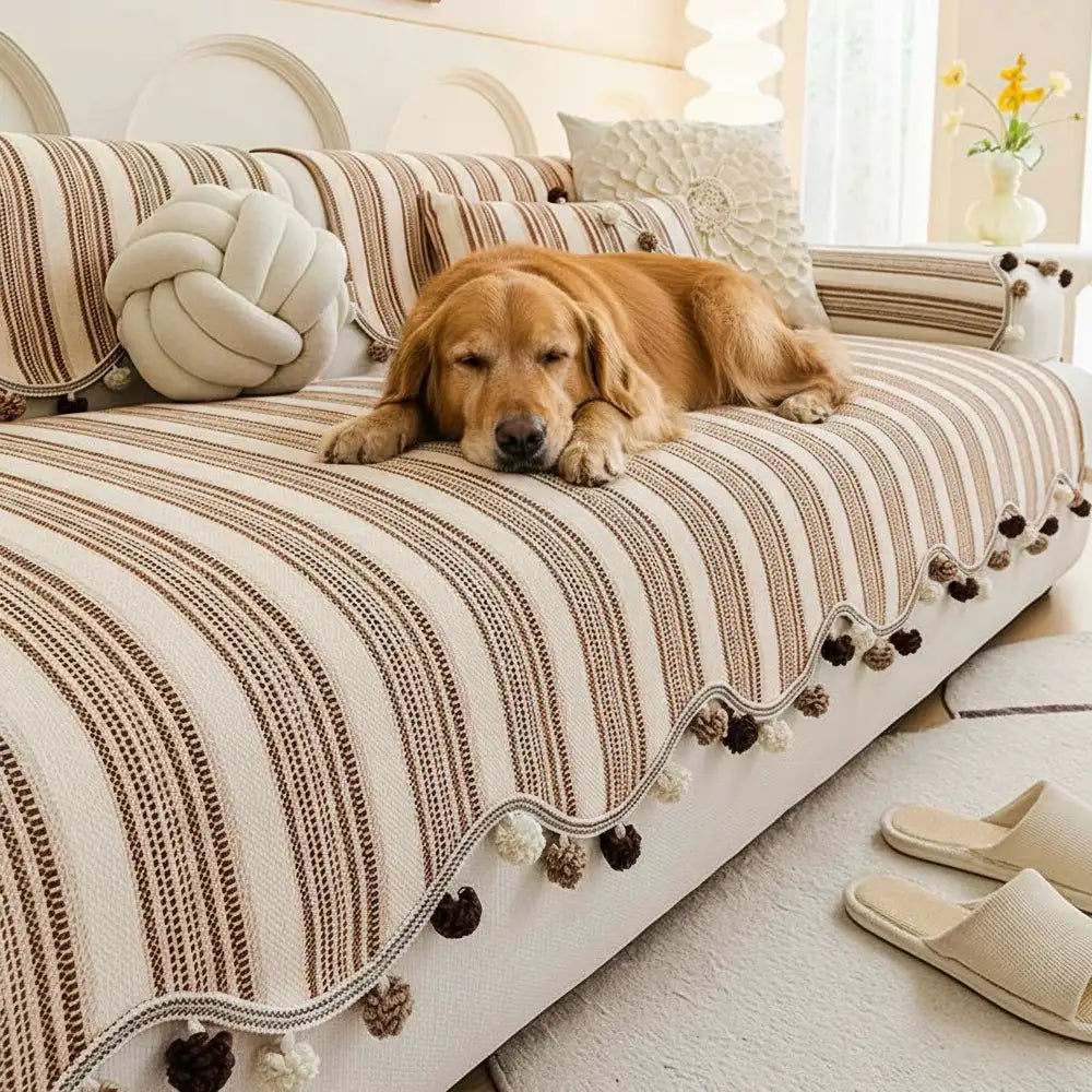 Irregular Contrast Colour Chenille Skin-Friendly Non-Slip Sofa Protective Sofa Cover