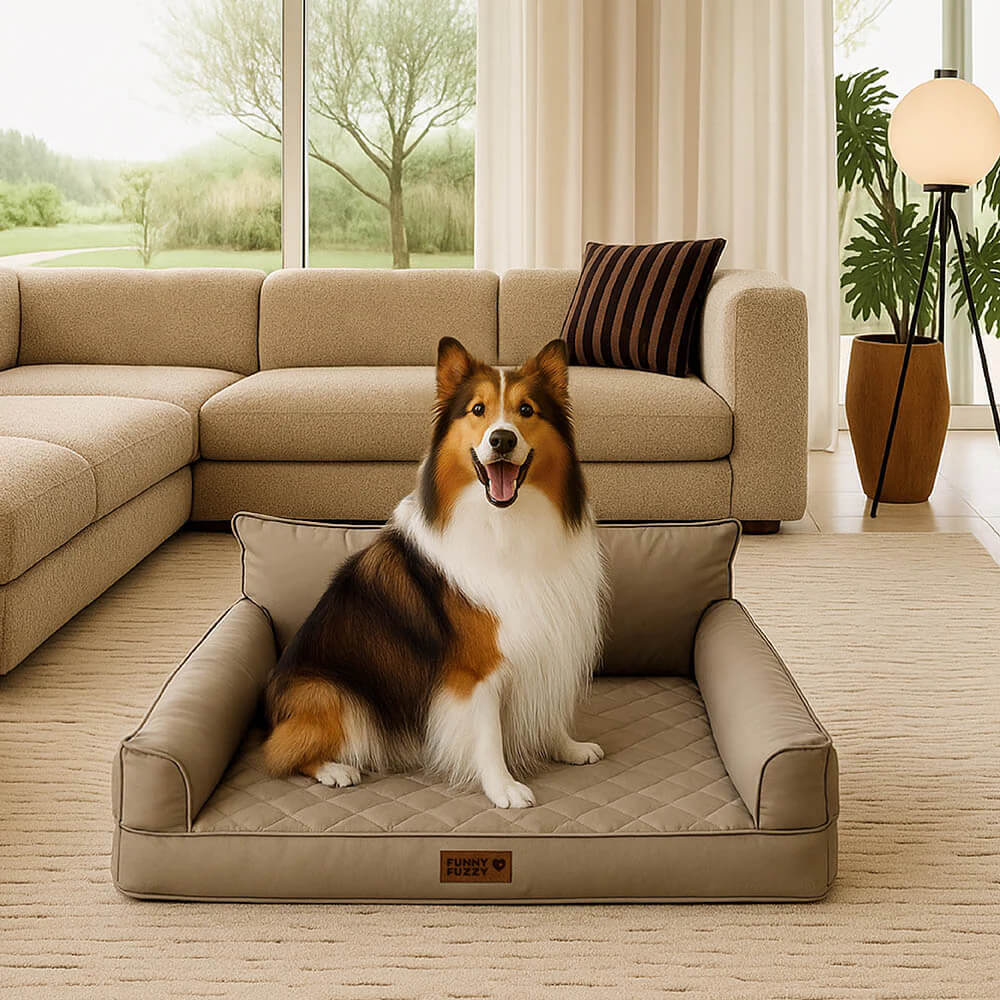 Luxe Faux Leather Foldable Orthopaedic Large Dog Bed - CoreLounge