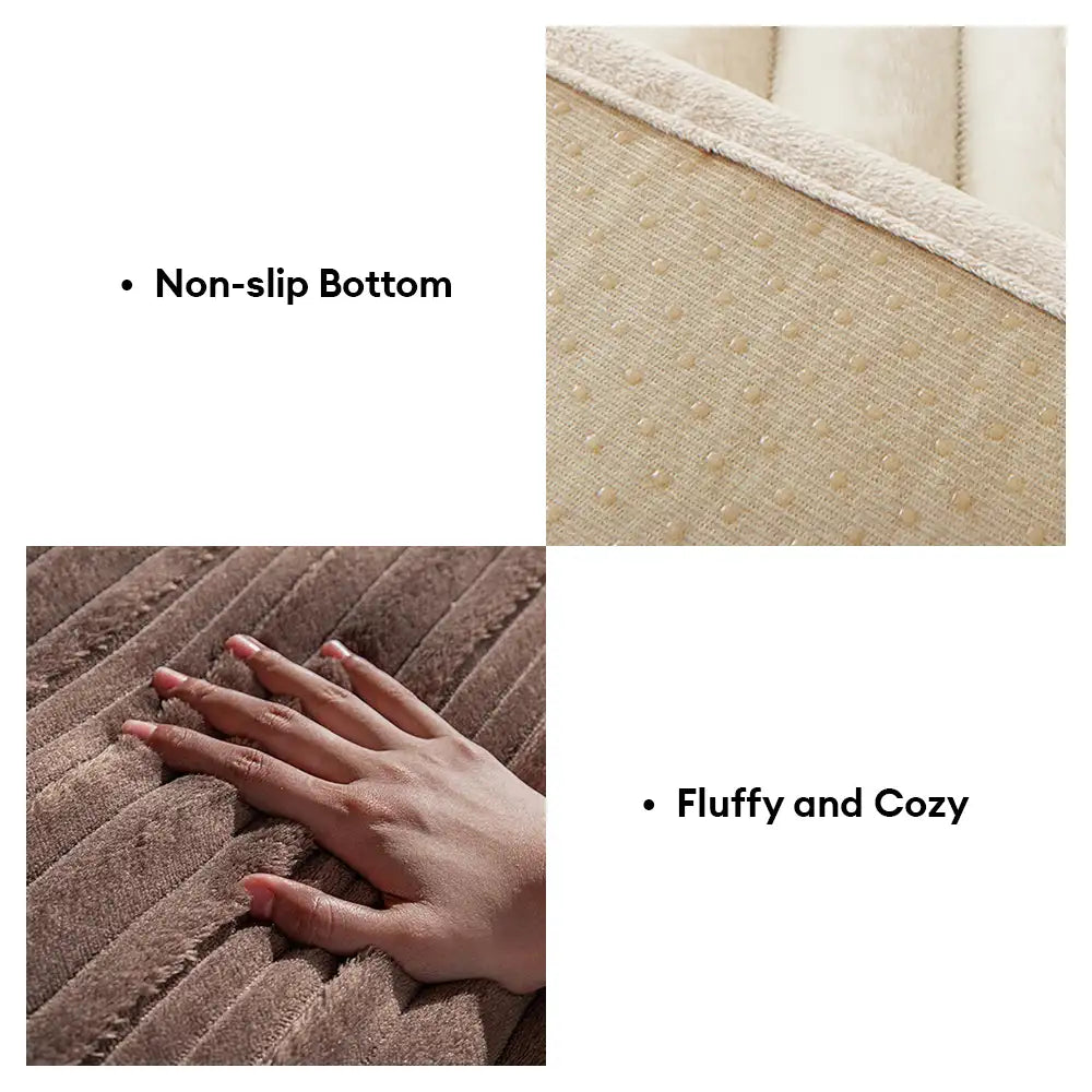 Modern Asymmetrical Stripes Soft Plush Non-Slip Sofa Cover