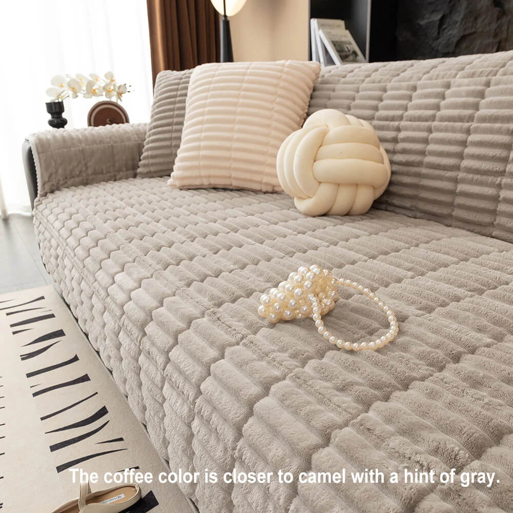One-Piece Cosy Flannel Sofa Protection Non-Slip Sofa Cover
