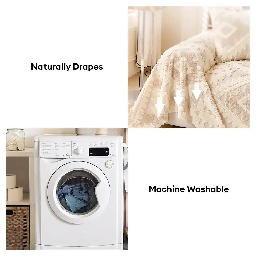 Plush Thickened Geometric Pattern Furniture Blanket Throw Sofa Cover