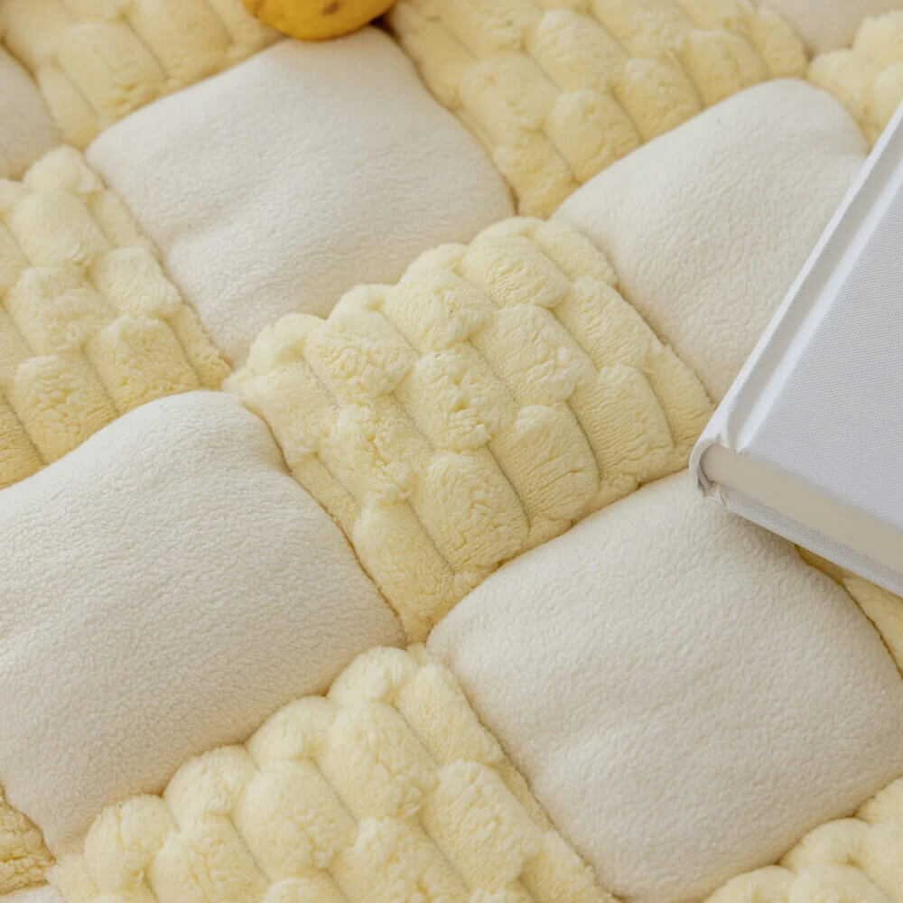 Plush Handmade Colour Block Dog Mat Soft Furniture Protector Non-Slip Sofa Cover