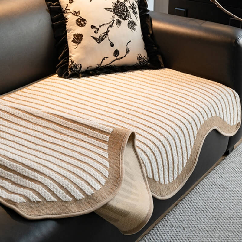 Striped Chenille Irregular Scratch-Resistant Non-Slip Sofa Cover