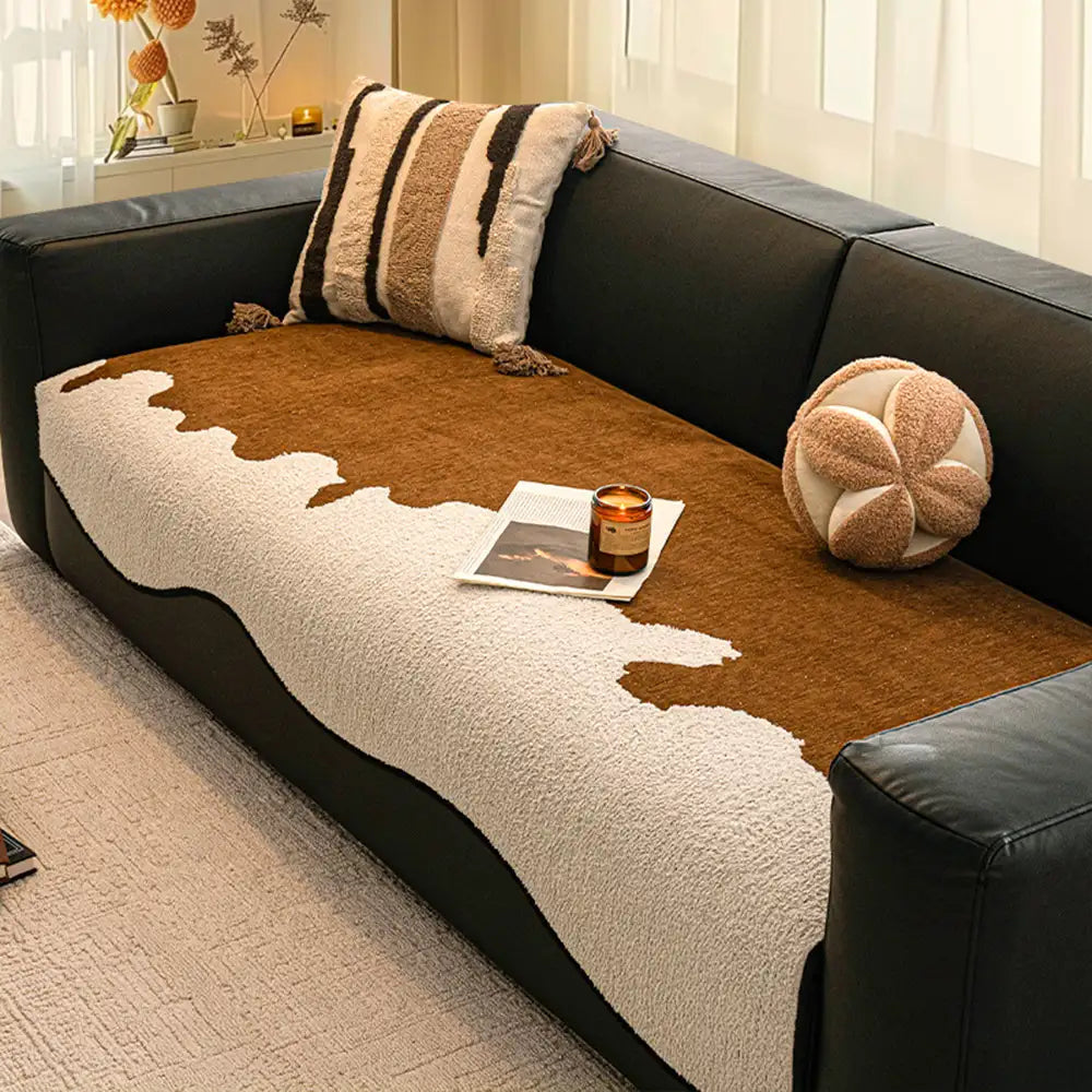 Stylish Irregular Contrast Chenille Scratch-Resistant Non-Slip Sofa Cover