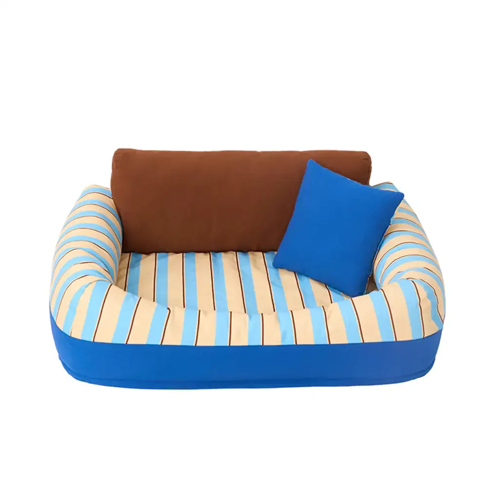 Trendy Striped Cosy Orthopaedic Dog Sofa Bed - Snug Couch