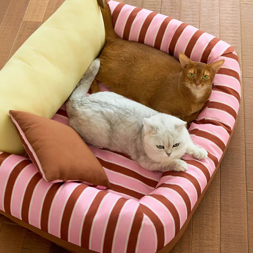 Trendy Striped Cosy Orthopaedic Dog Sofa Bed - Snug Couch