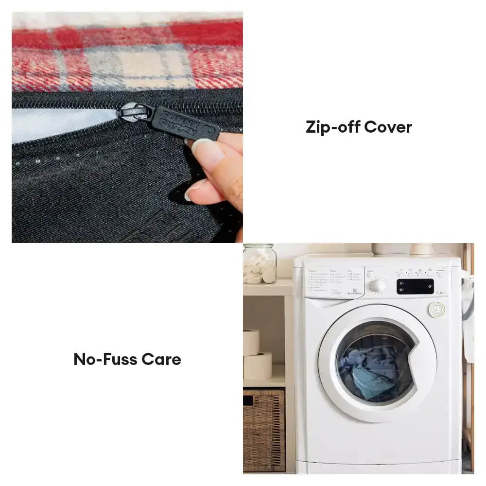 Vintage Plaid Plush Detachable Orthopaedic Dog Bed with Pillow - Puppy Snug