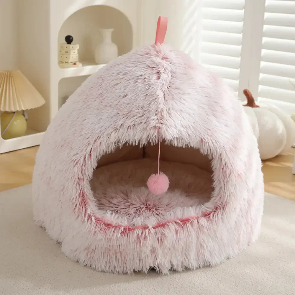 Warm Plush Cosy Hideaway Cat Cave Dog Bed