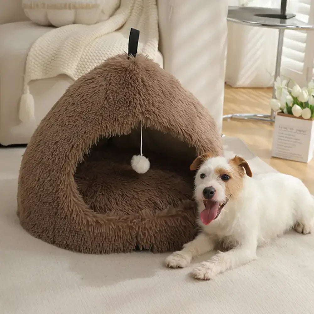 Warm Plush Cosy Hideaway Cat Cave Dog Bed