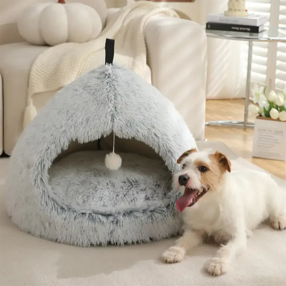 Warm Plush Cosy Hideaway Cat Cave Dog Bed