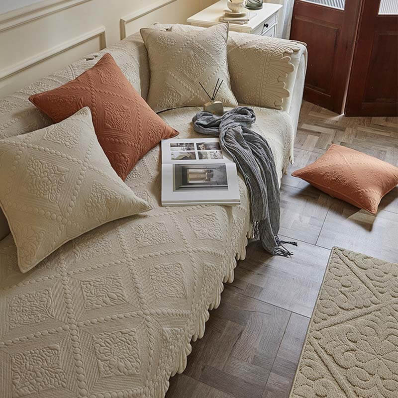 Fashion Leaf Trim Cotton Washable Sofa Cover