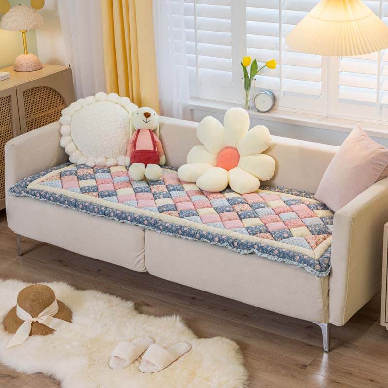 Floral Handmade Cotton Protective Sofa Cover