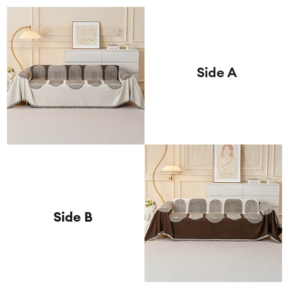 Geometric Pattern Reversible Chenille Throw Sofa Cover