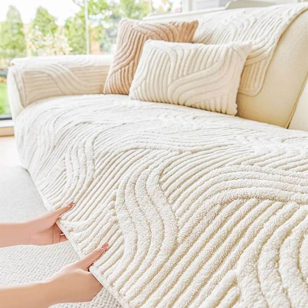 Modern Geometric Soft Plush Non-slip Furniture Protector Sofa Cover