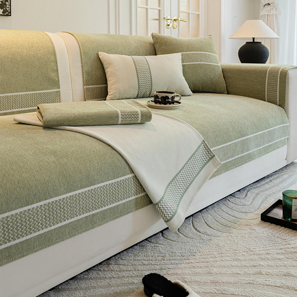 Chenille Jacquard Wide Edge Design Scratch-Resistant Sofa Cover