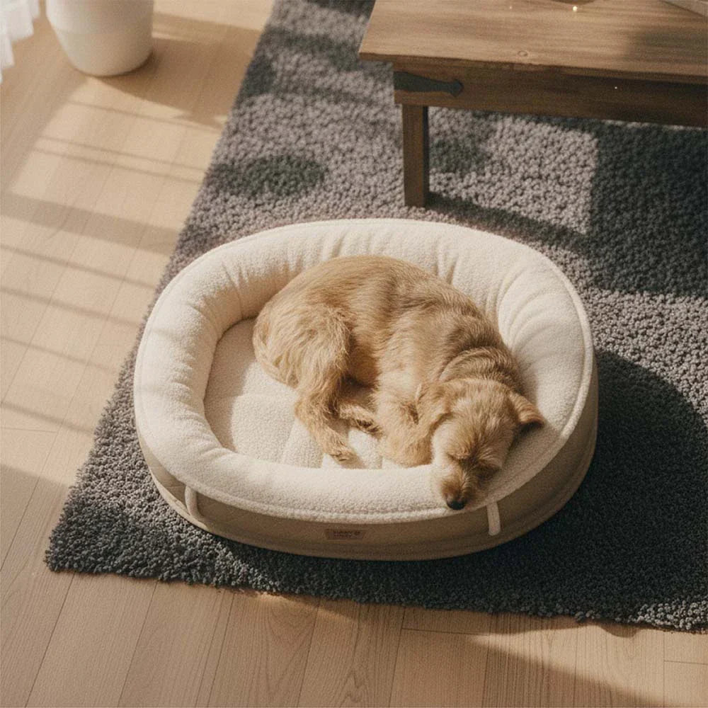 Deluxe Faux Leather & Plush Removable Orthopaedic Donut Dog Bed - WarmNest