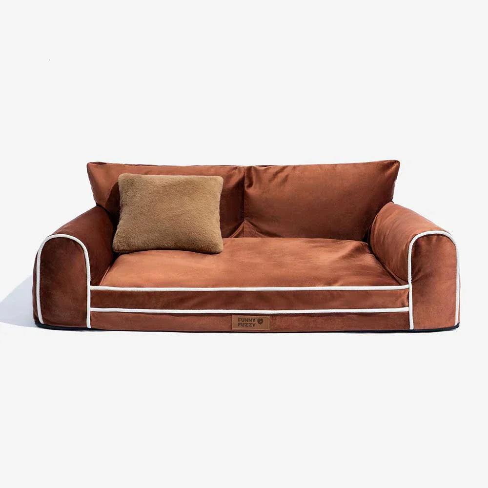 Deluxe Silk Velvet Removable Bolster Orthopaedic Dog Bed With Pillow - RegalRest