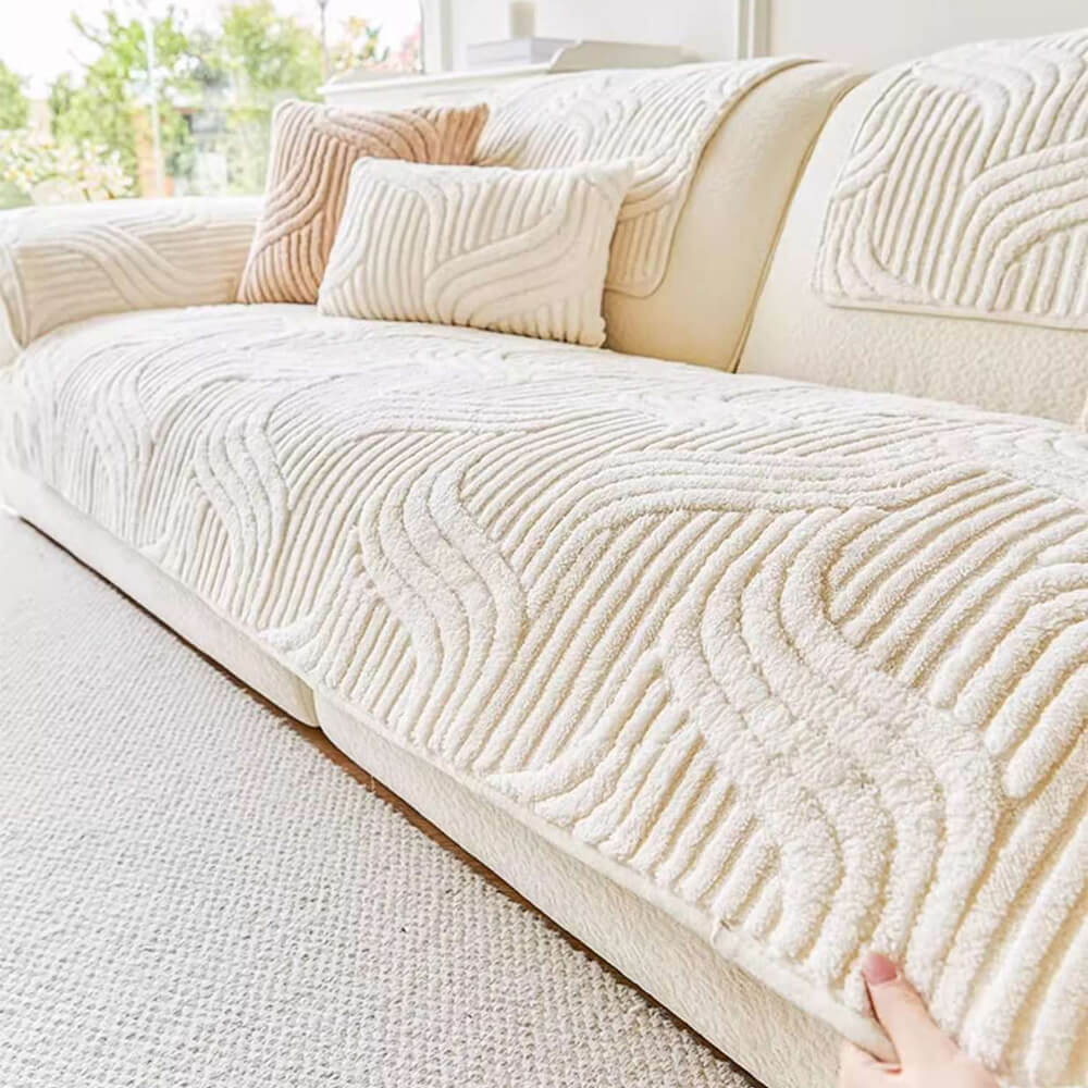 Modern Geometric Soft Plush Non-slip Furniture Protector Sofa Cover