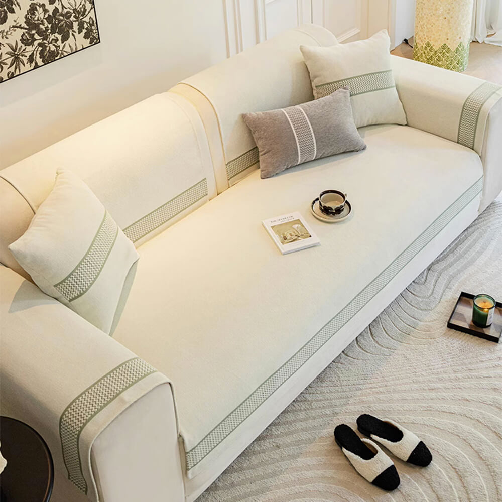 Chenille Jacquard Wide Edge Design Scratch-Resistant Sofa Cover